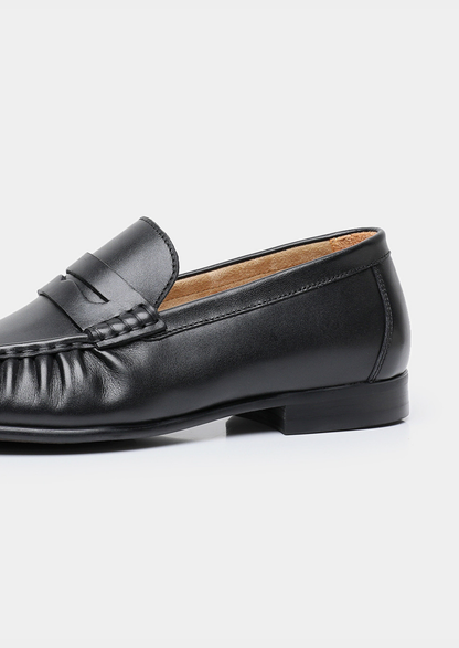Black Classic Penny Leather Loafers, view 4