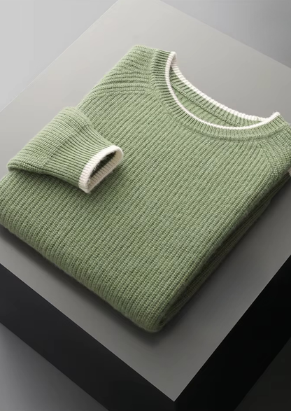 Pure Extra-Fine Merino Wool Two Tone Crewneck, view 13