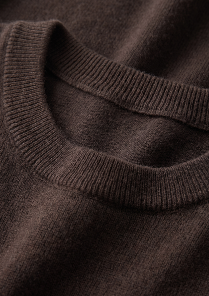 Premium Cashmere Classic Crewneck T-Shirt - Dark Brown, view 2