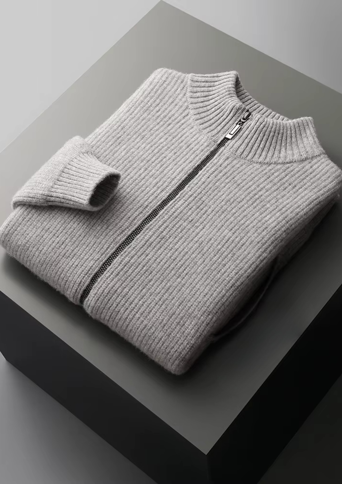 Pure Extra-Fine Merino Wool Ribbed Cardigan, view 3