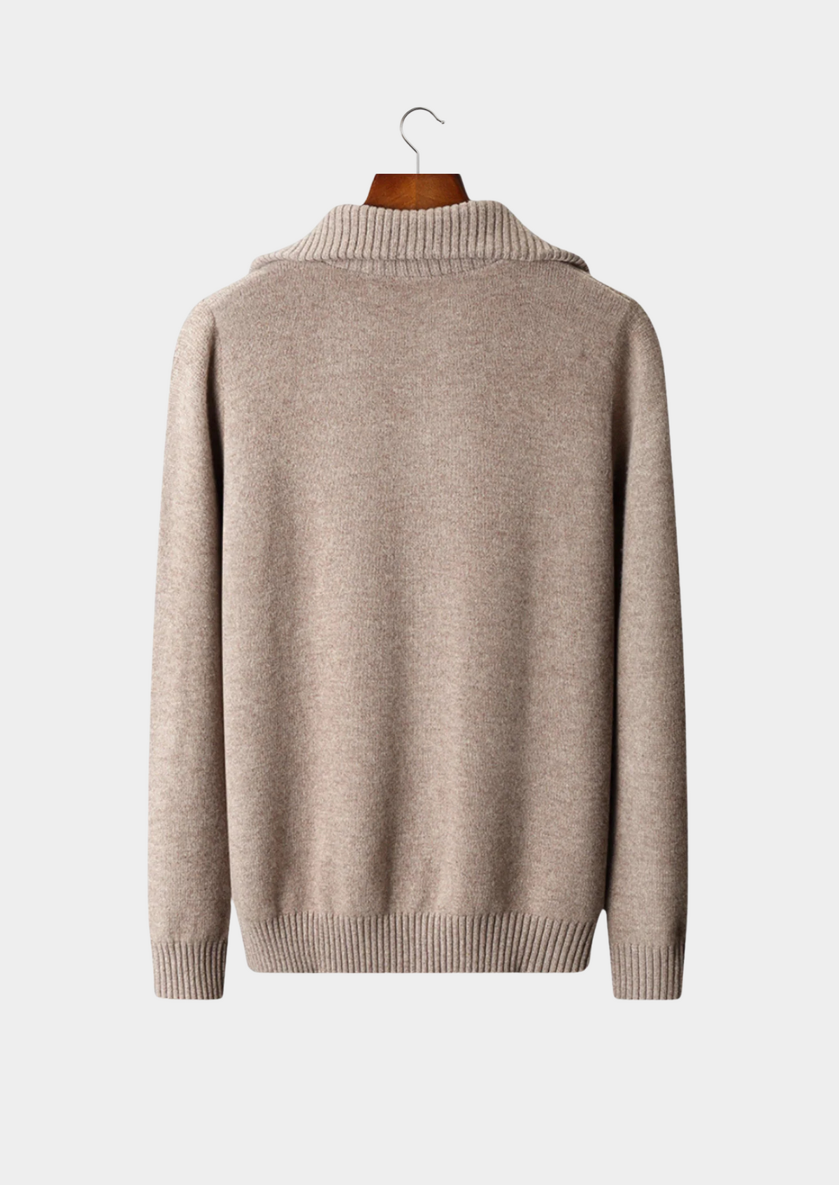 Pure Extra-Fine Merino Wool Half Zip Sweater, view 2