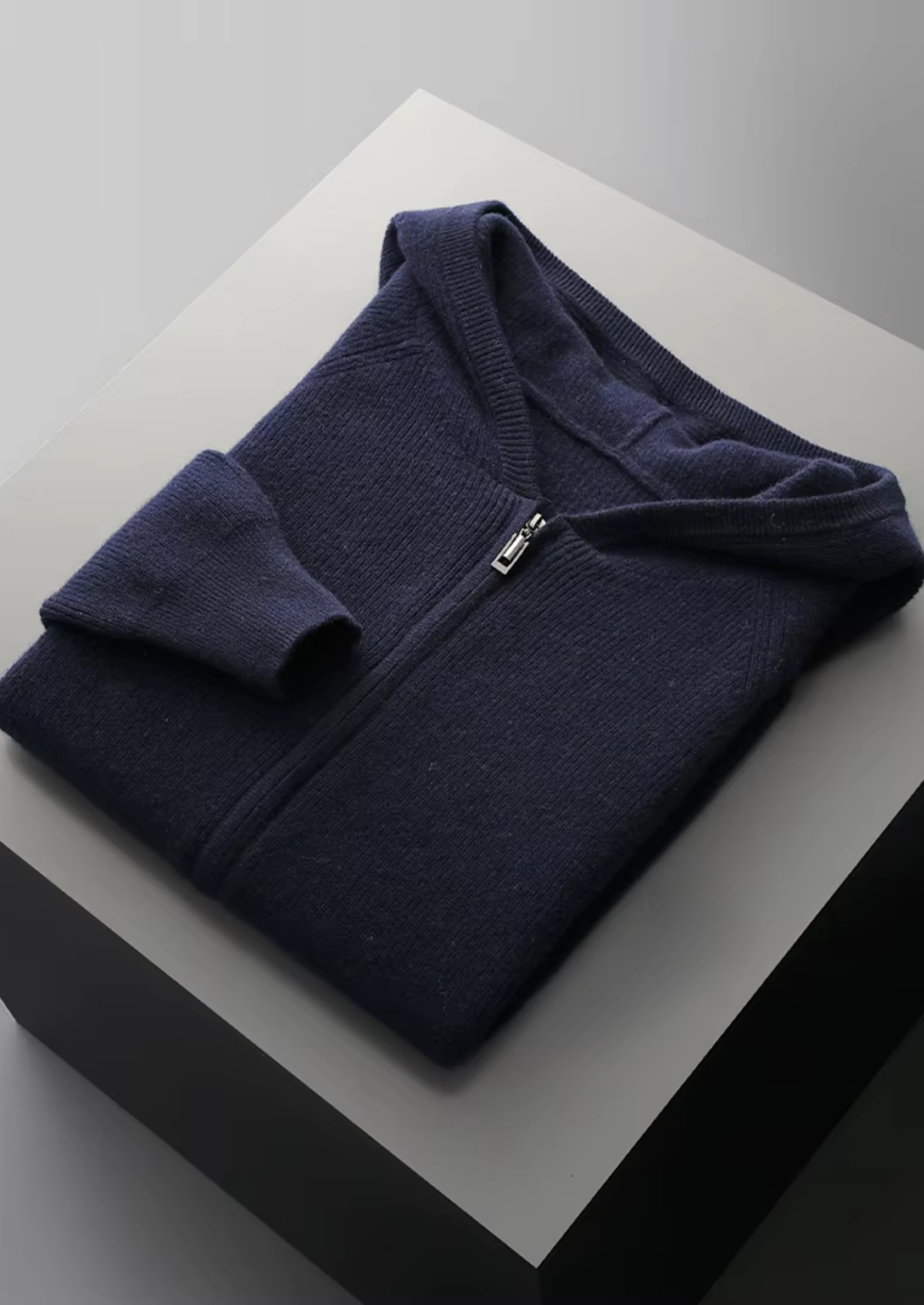 Pure Extra-Fine Merino Wool Ribbed Zip Hoodie, view 11