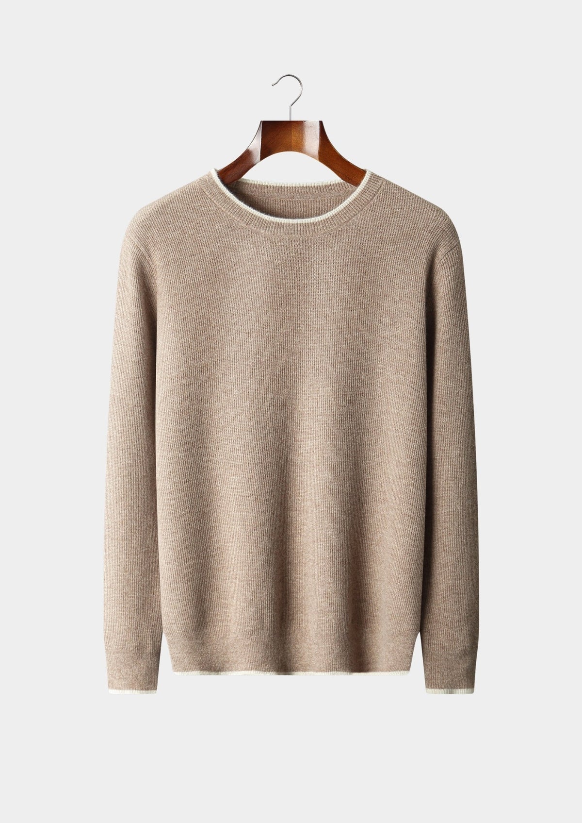 Pure Extra-Fine Merino Wool Contrast Crewneck, view 1