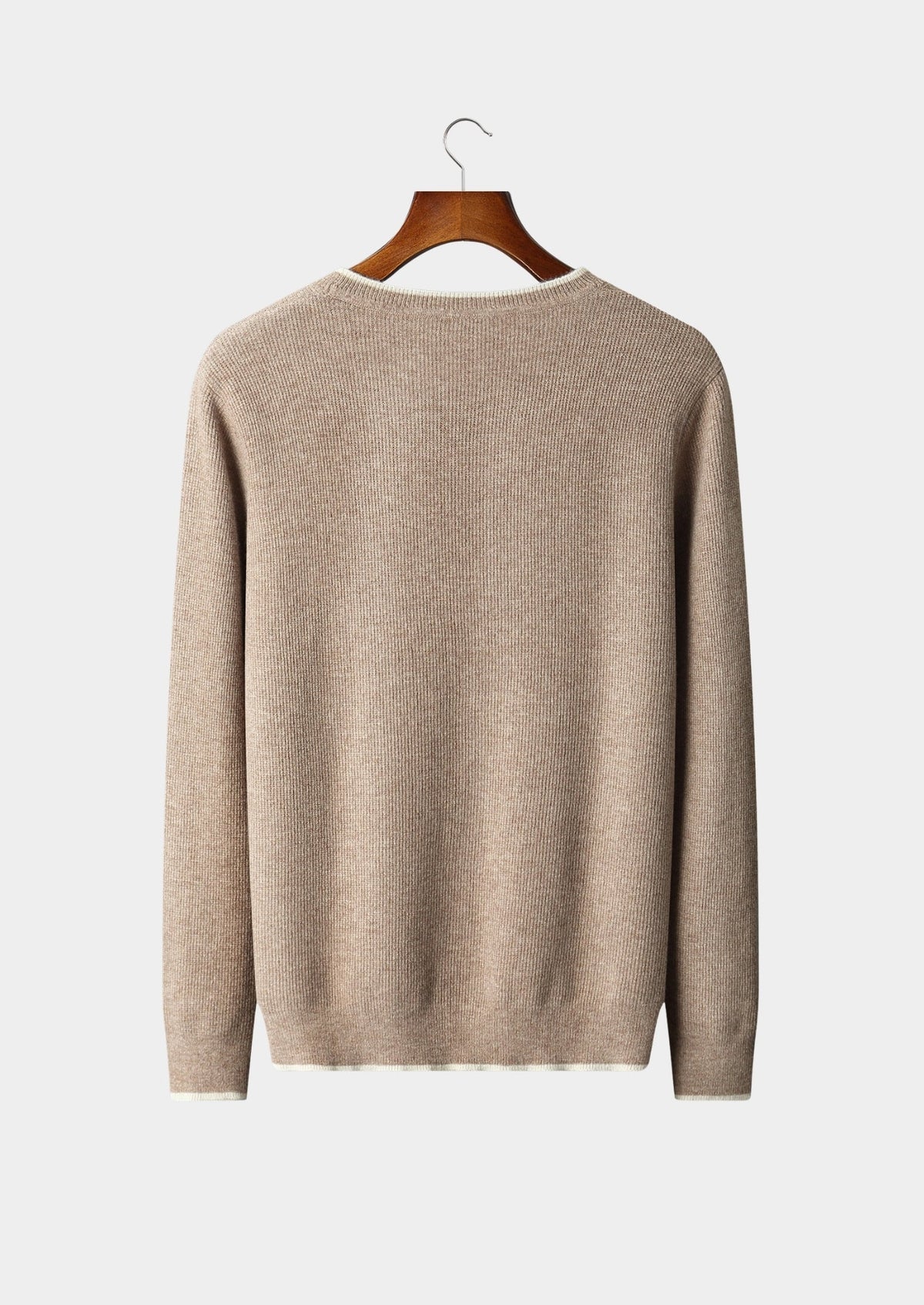 Pure Extra-Fine Merino Wool Contrast Crewneck, view 2