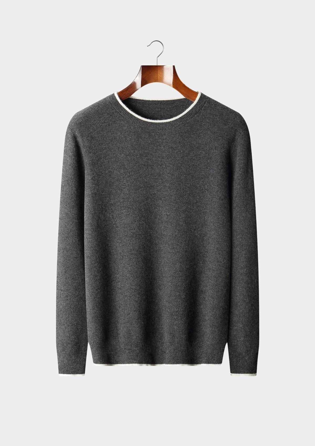 Pure Extra-Fine Merino Wool Contrast Crewneck, view 13