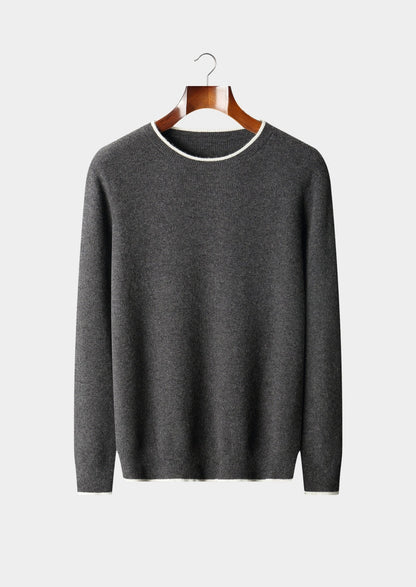 Pure Extra-Fine Merino Wool Contrast Crewneck, view 13