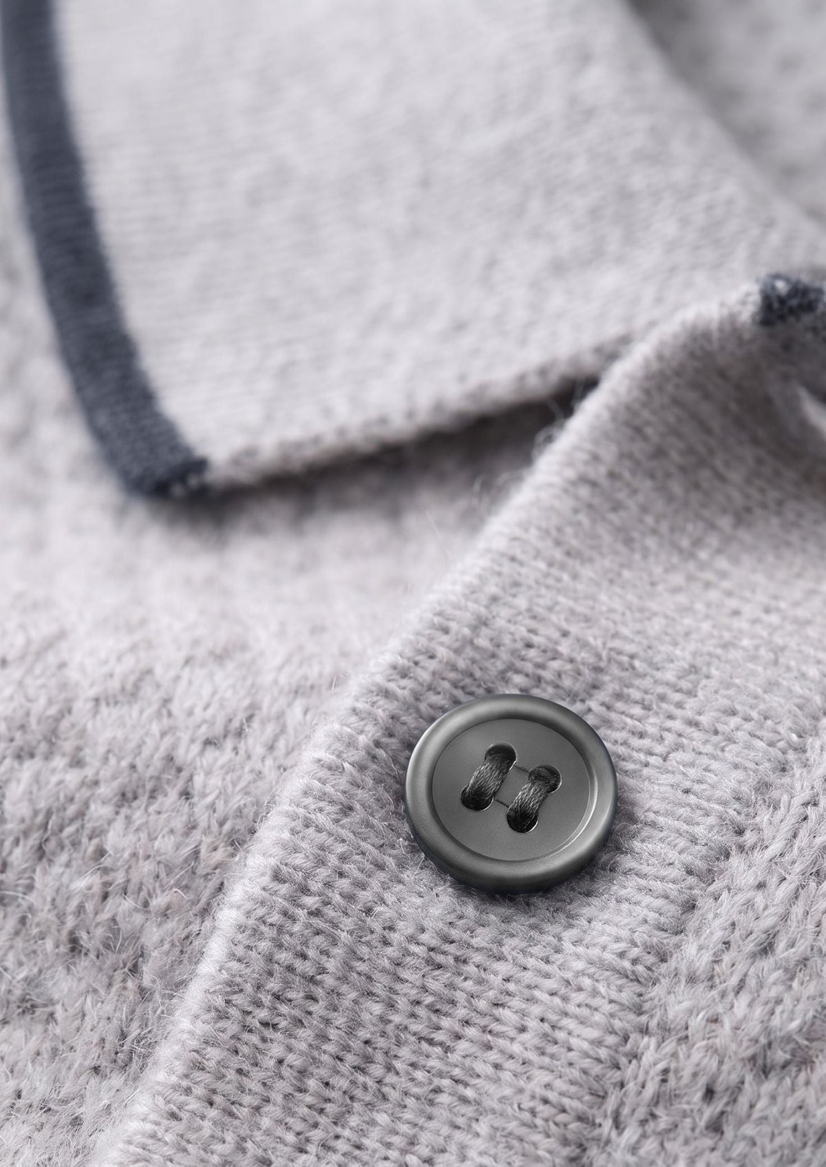 Premium Cashmere Pastel Gray Two-Tone Polo, view 4