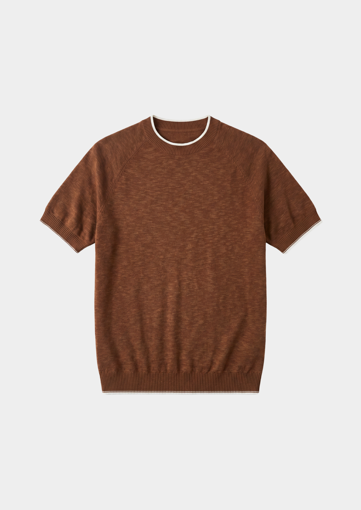 Capri Caramel Linen Contrast T-Shirt, view 3