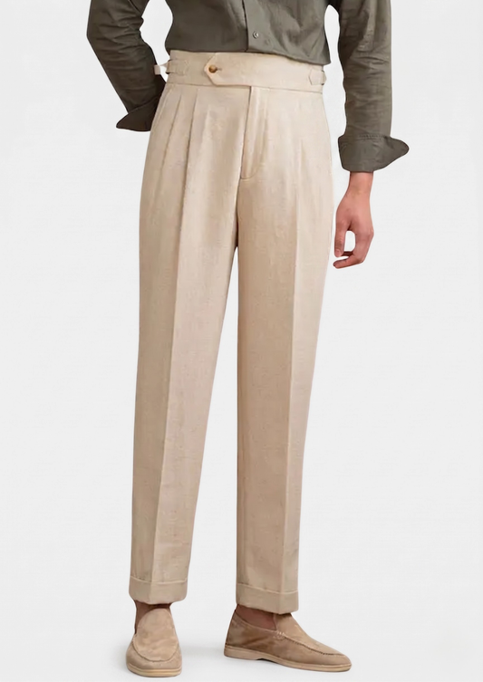 Ercolano Pleated Coastal Trousers - Sand, view 1