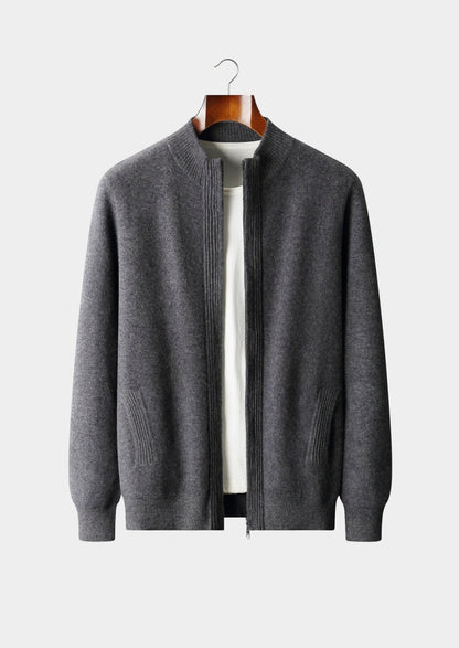 Pure Extra-Fine Merino Wool Textured Zip Cardigan, view 15