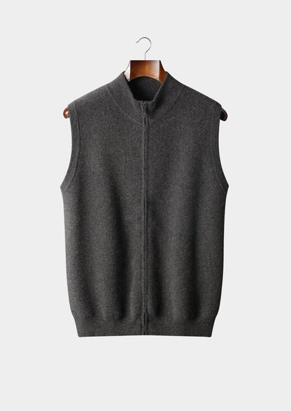 Pure Extra-Fine Merino Wool Zipper Vest, view 1