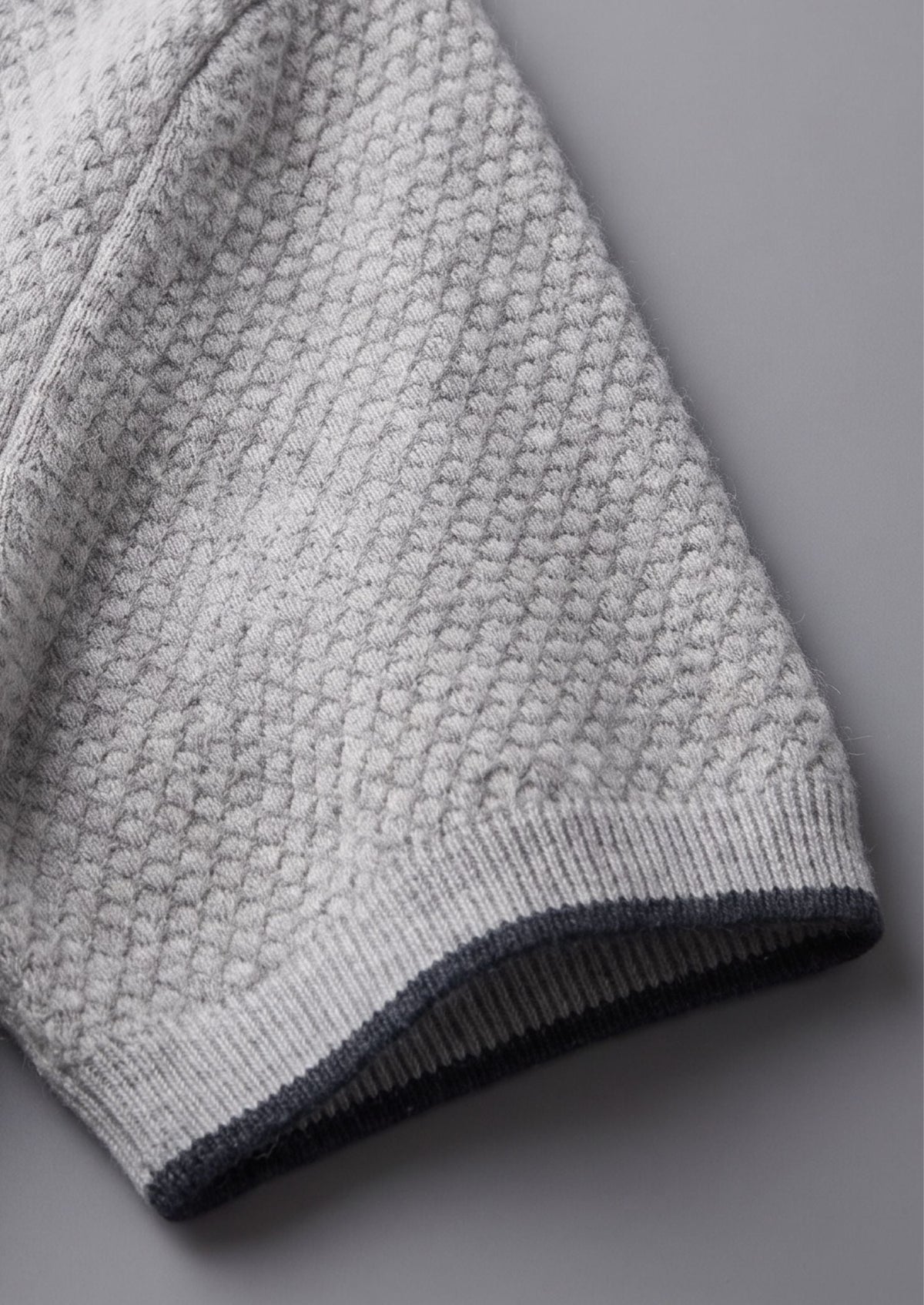 Premium Cashmere Pastel Gray Two-Tone Polo, view 3