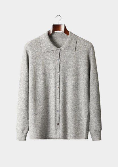 Pure Extra-Fine Merino Wool Polo Cardigan, view 1