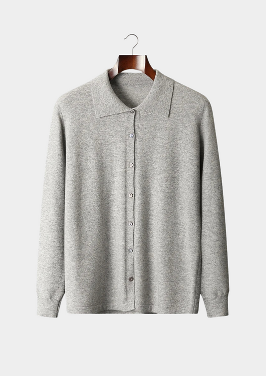 Pure Extra-Fine Merino Wool Polo Cardigan, view 1