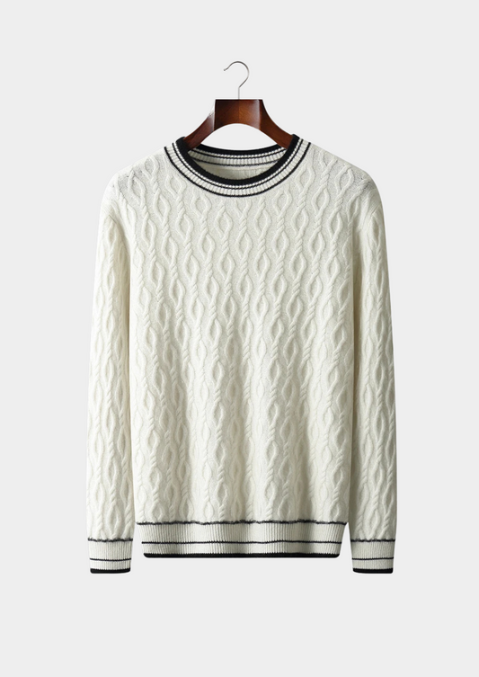 Pure Extra-Fine Merino Wool Jacquard Crewneck, view 1