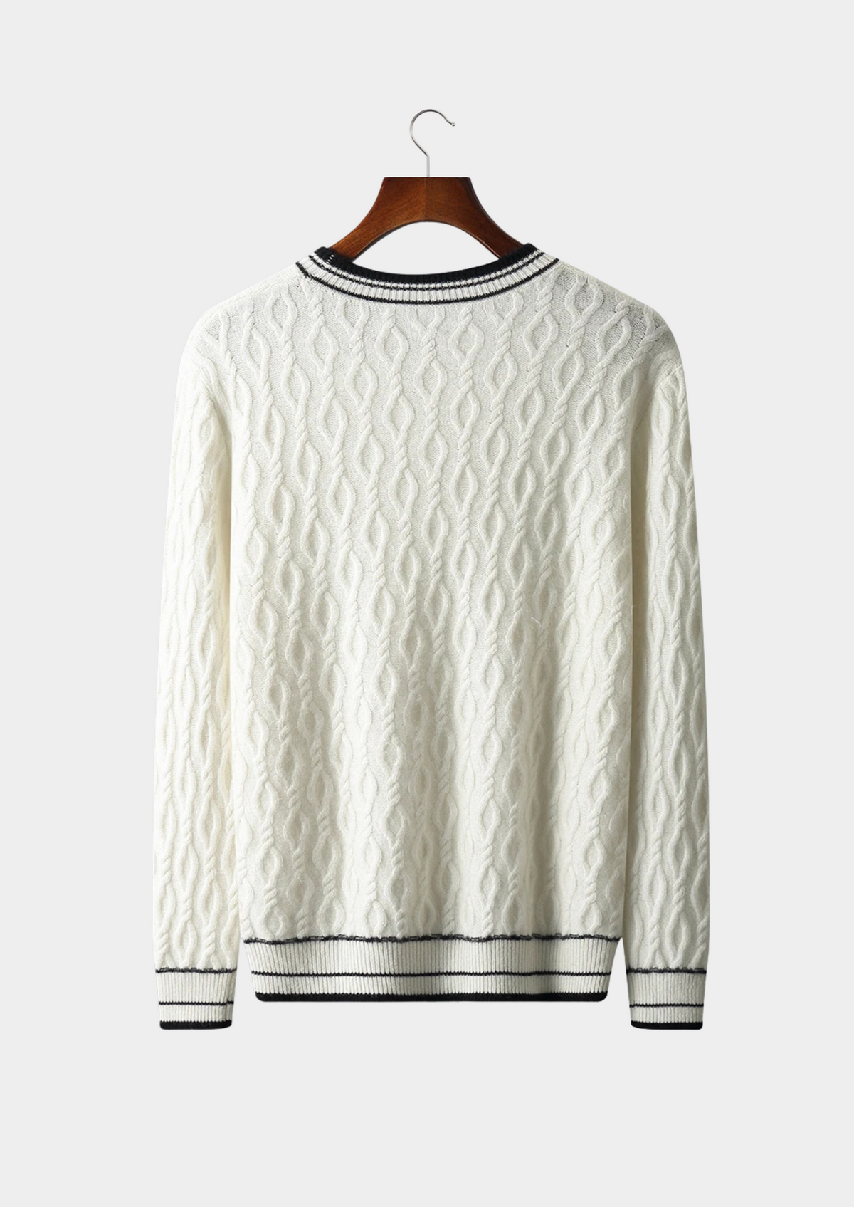 Pure Extra-Fine Merino Wool Jacquard Crewneck, view 2