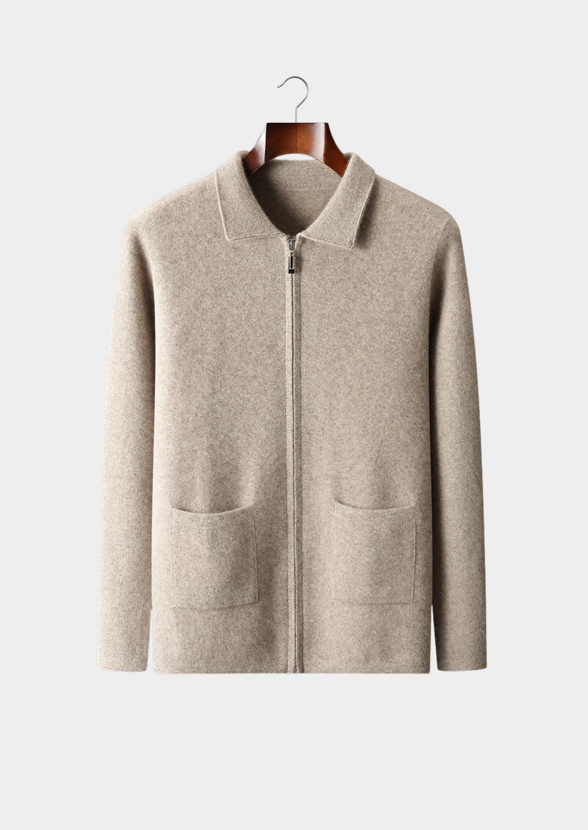 Premium Cashmere Zipper Cardigan, view 1