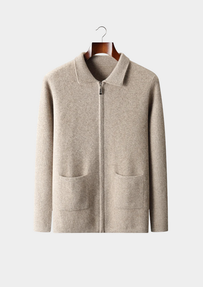 Premium Cashmere Zipper Cardigan, view 1