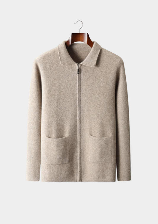 Premium Cashmere Zipper Cardigan, view 1