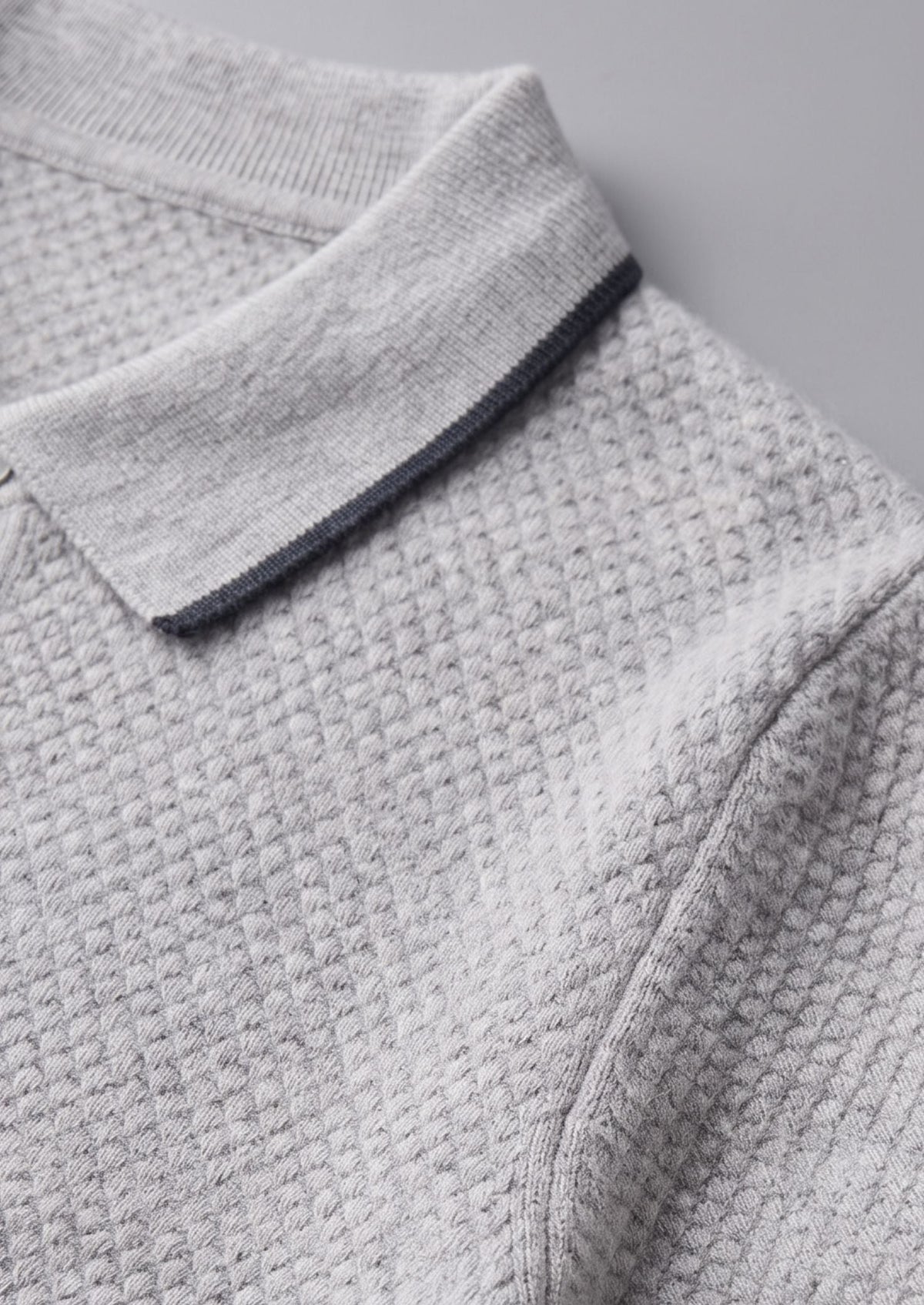 Premium Cashmere Pastel Gray Two-Tone Polo, view 2
