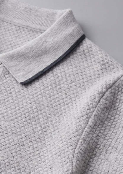 Premium Cashmere Pastel Gray Two-Tone Polo, view 2