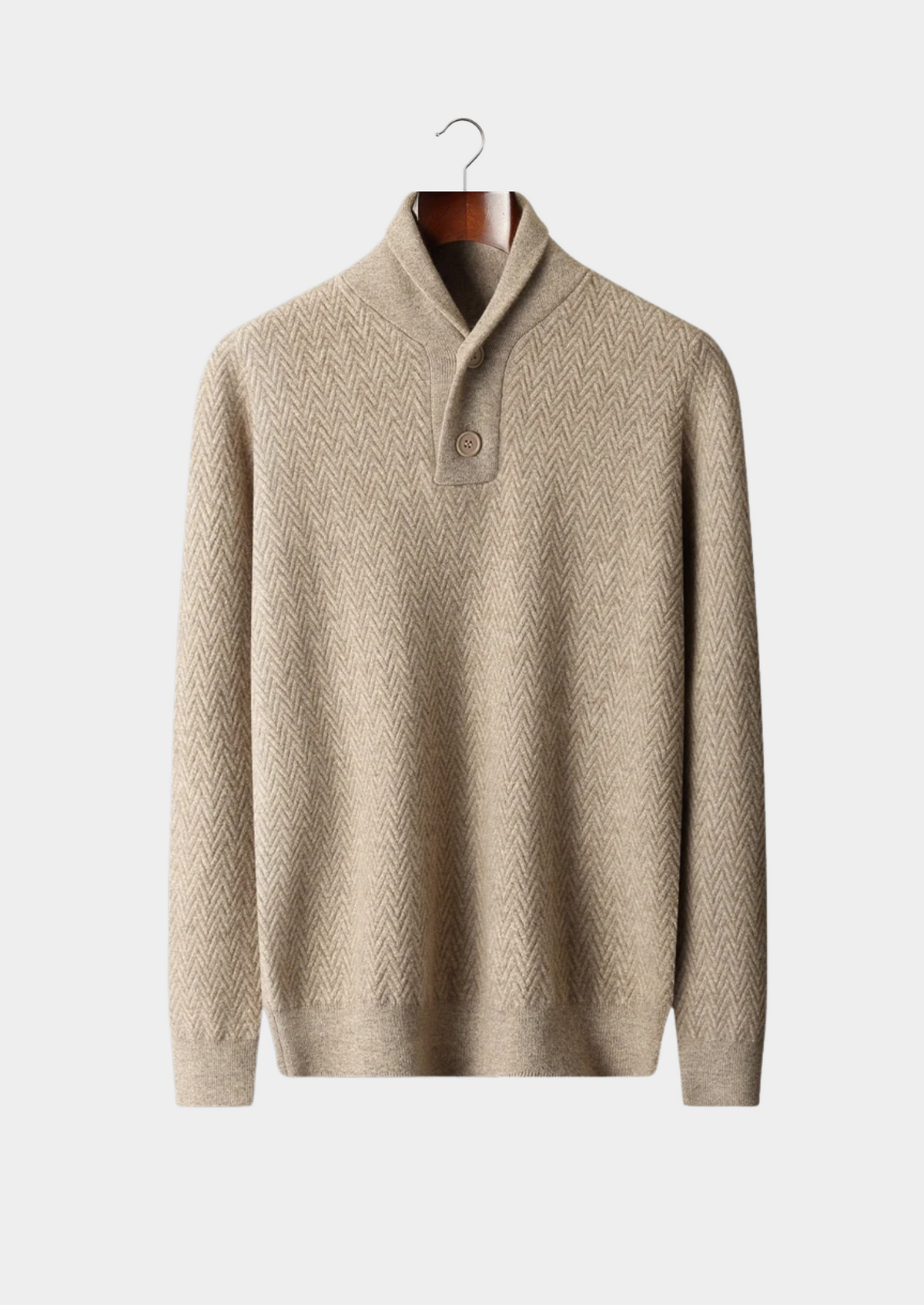 Premium Cashmere Zigzag Button Sweater, view 1