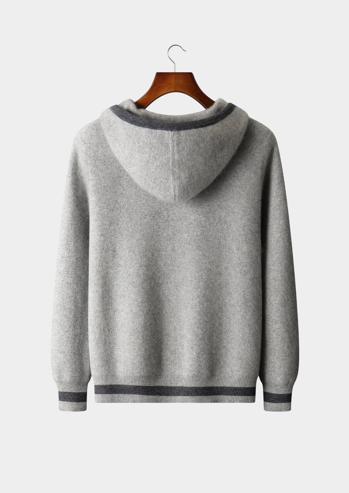 Pure Extra-Fine Merino Wool Two-Tone Zipper Hoodie, view 17