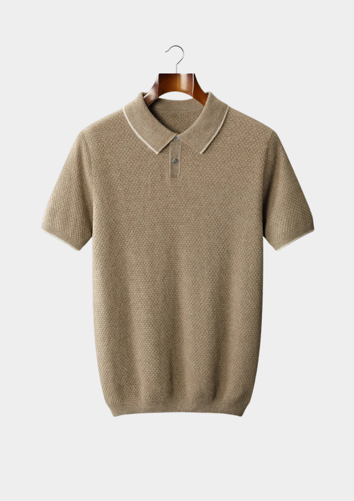 Premium Cashmere Beige Two-Tone Polo, view 1