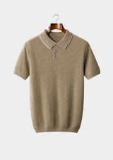 Polo bicolore en cachemire premium beige