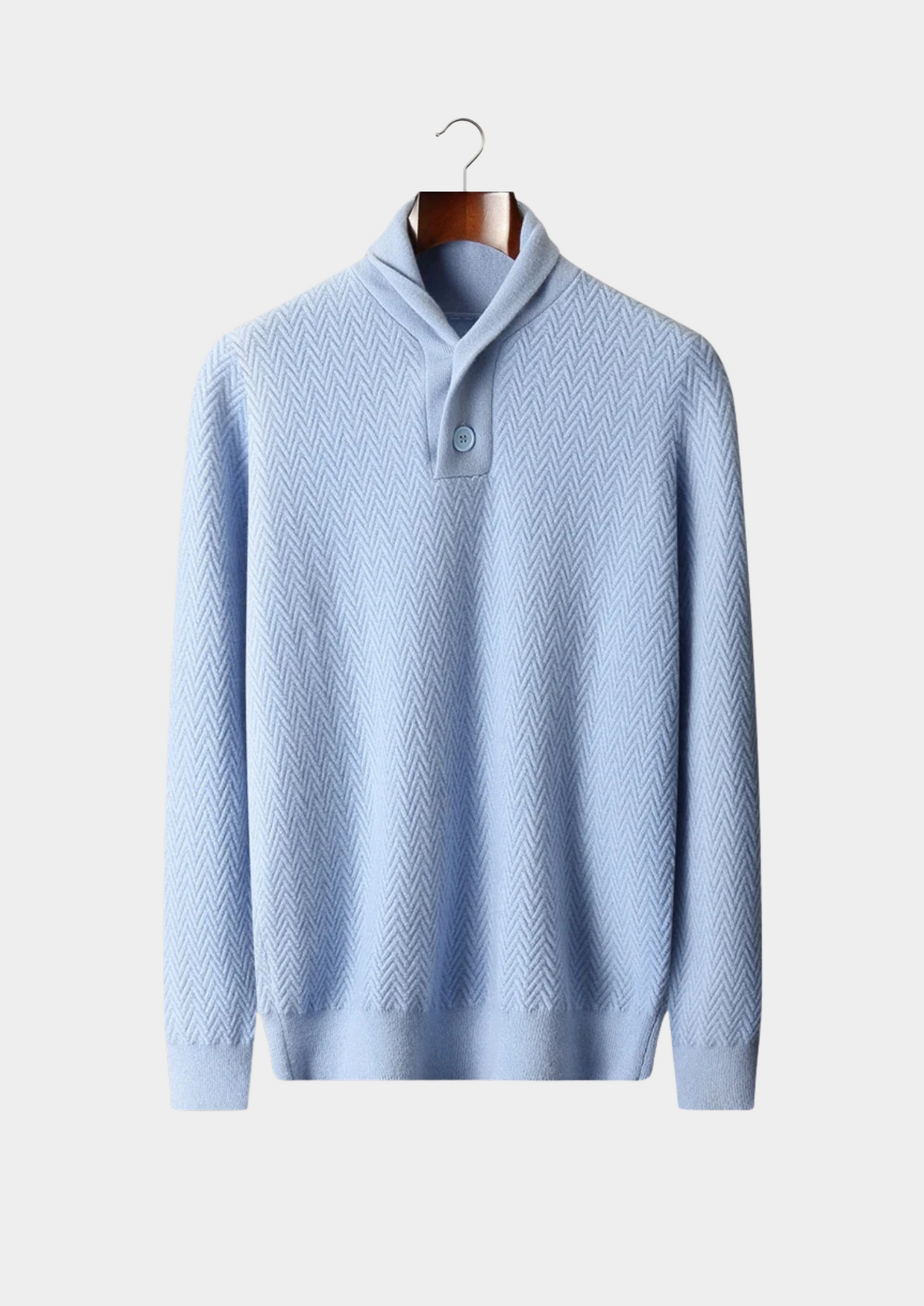 Premium Cashmere Zigzag Button Sweater, view 3