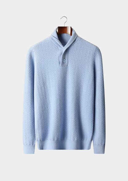 Premium Cashmere Zigzag Button Sweater, view 3