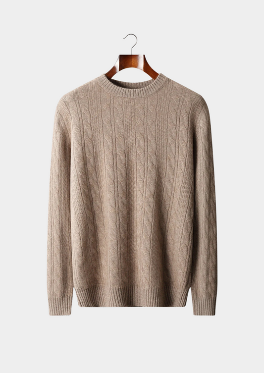 Pure Extra-Fine Merino Wool Cable Crewneck, view 1