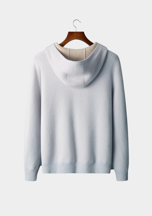 Premium Cashmere Two-Tone Zipper Hoodie, view 2