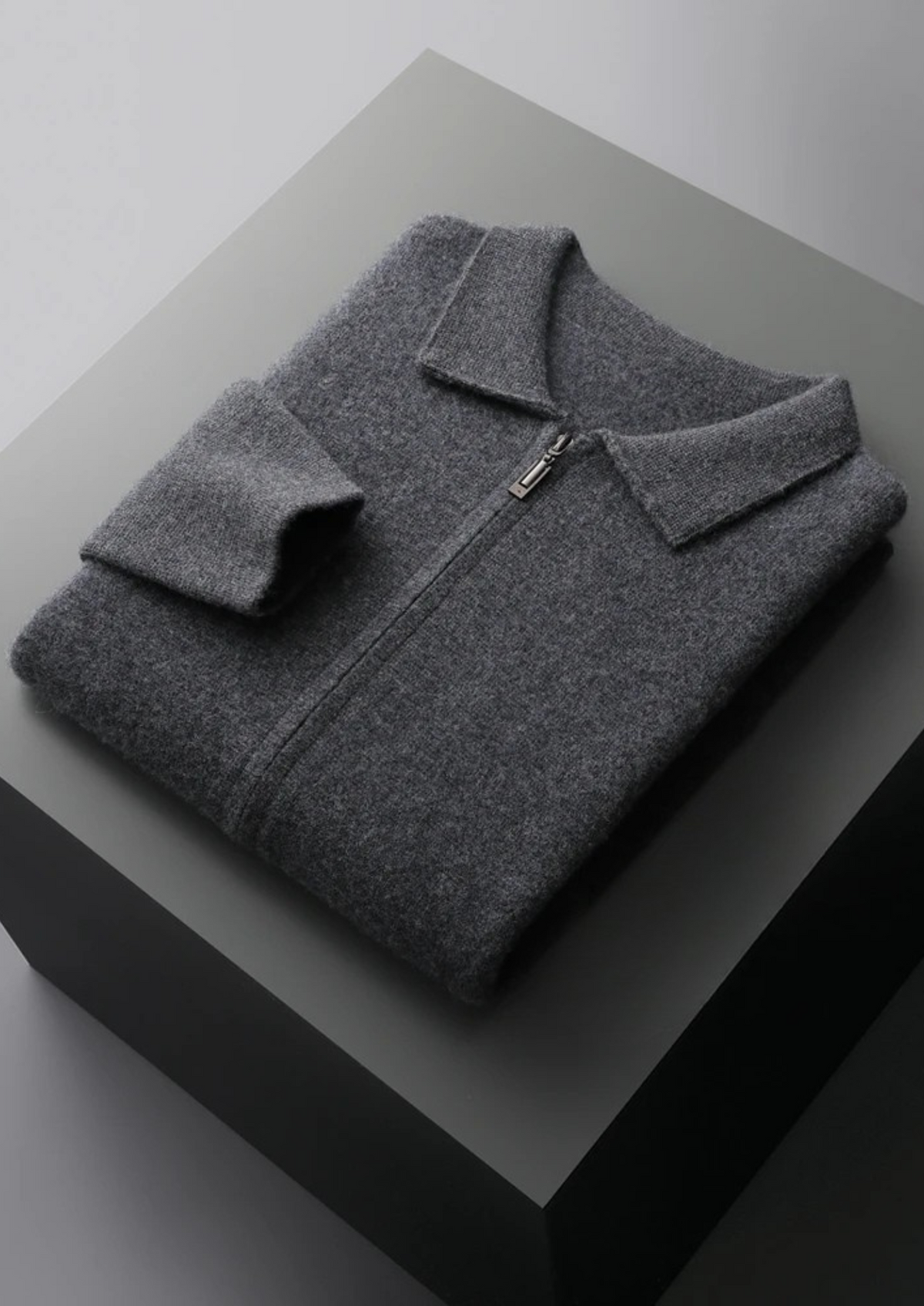 Premium Cashmere Zipper Cardigan, view 8