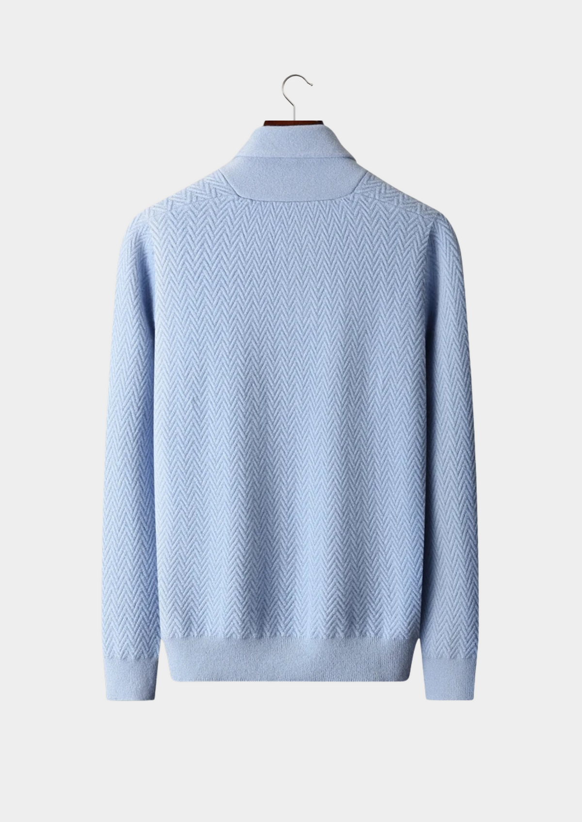 Premium Cashmere Zigzag Button Sweater, view 4