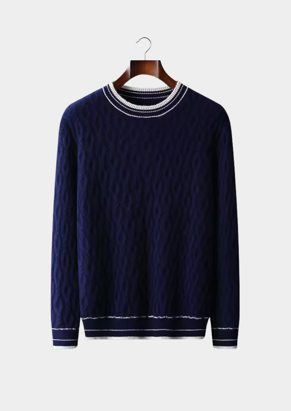 Pure Extra-Fine Merino Wool Jacquard Crewneck, view 4