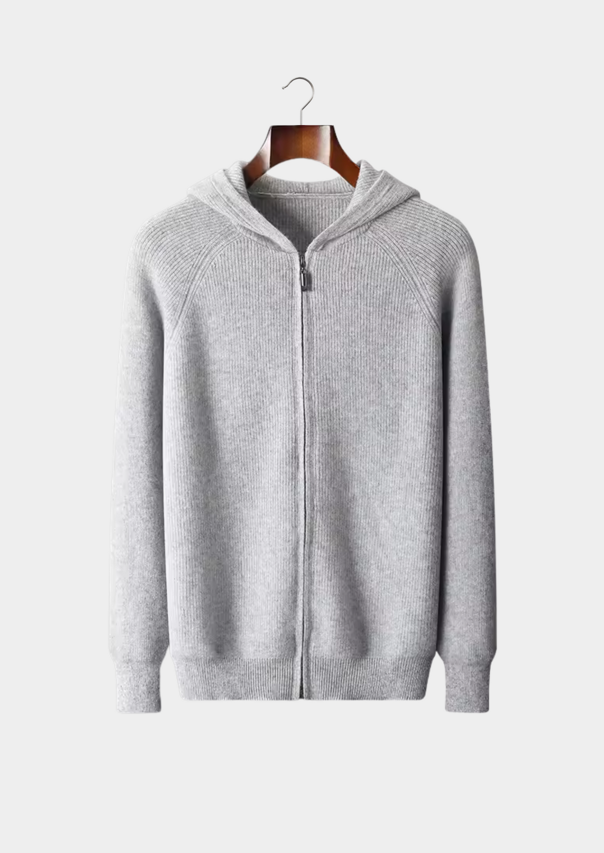 Pure Extra-Fine Merino Wool Ribbed Zip Hoodie, view 1