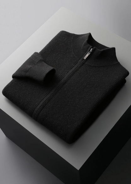 Pure Extra-Fine Merino Wool Ribbed Zip Cardigan, view 12