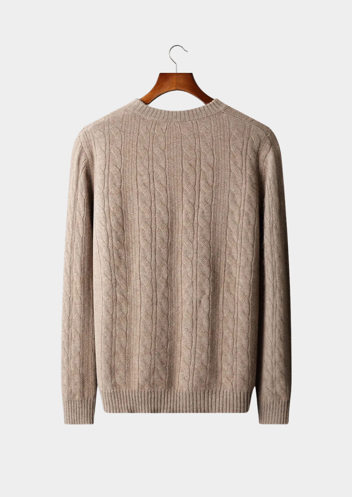 Pure Extra-Fine Merino Wool Cable Crewneck, view 2
