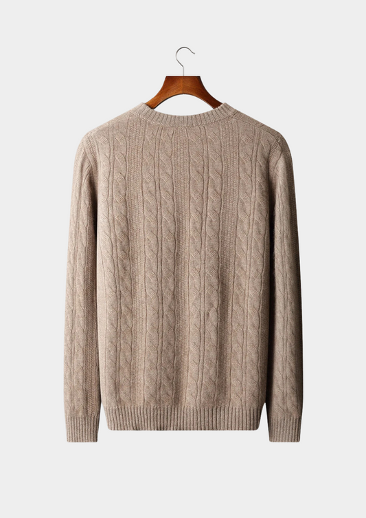 Pure Extra-Fine Merino Wool Cable Crewneck, view 2