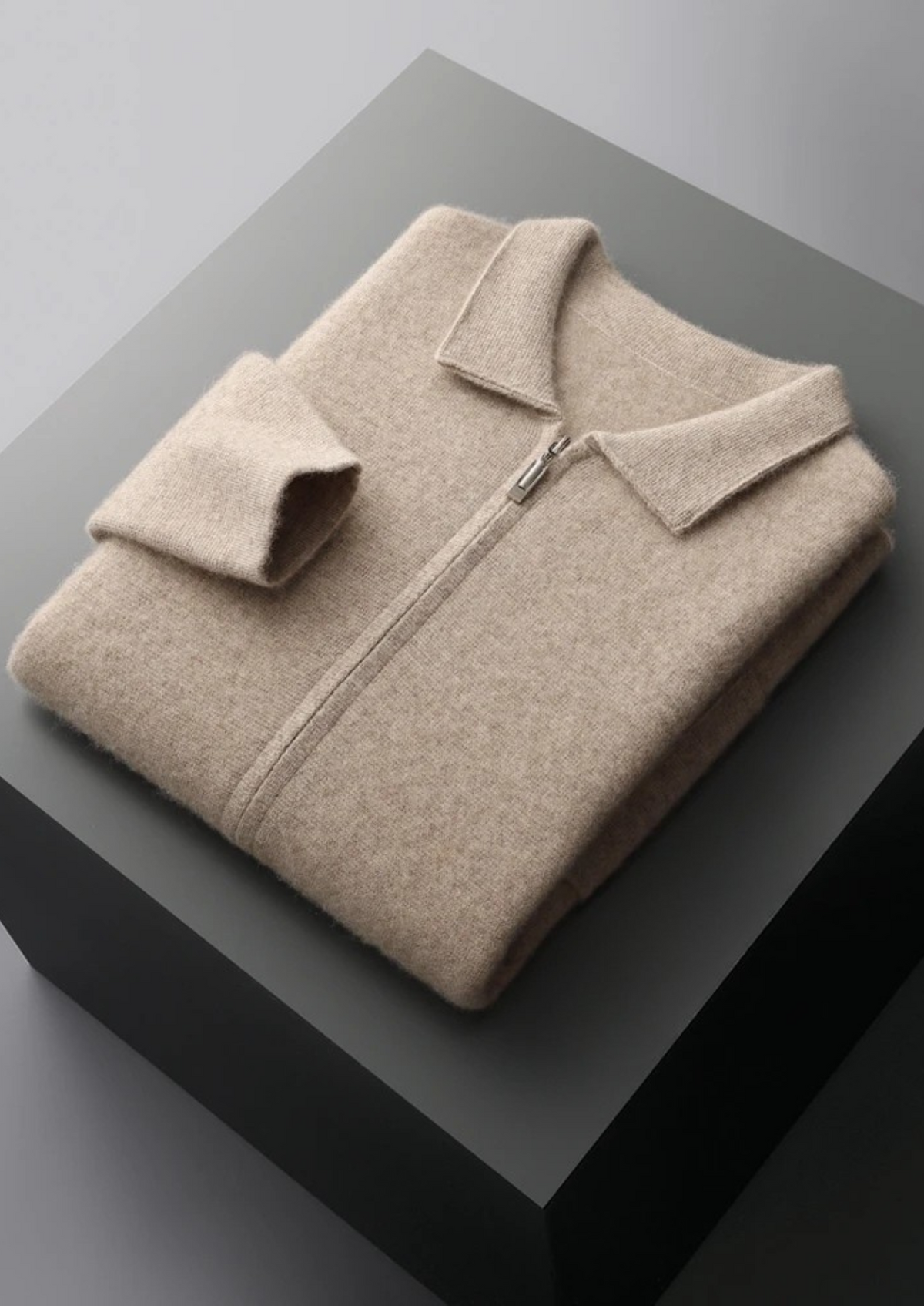 Premium Cashmere Zipper Cardigan, view 3