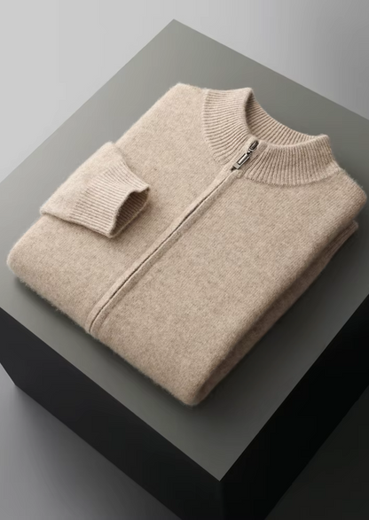 Pure Extra-Fine Merino Wool Zipper Cardigan, view 3