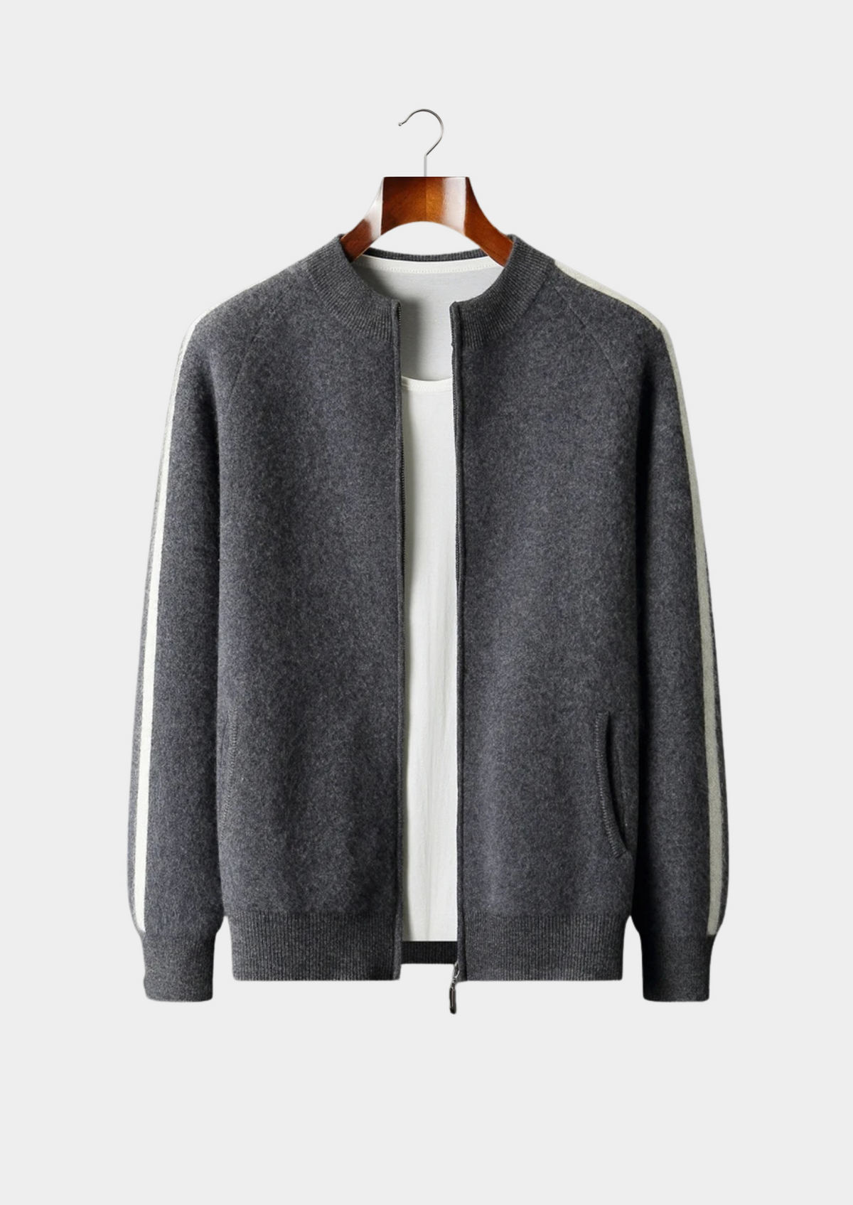 Pure Extra-Fine Merino Wool Striped Cardigan, view 1