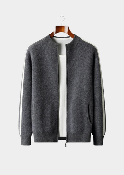 Pure Extra-Fine Merino Wool Striped Cardigan, view 1