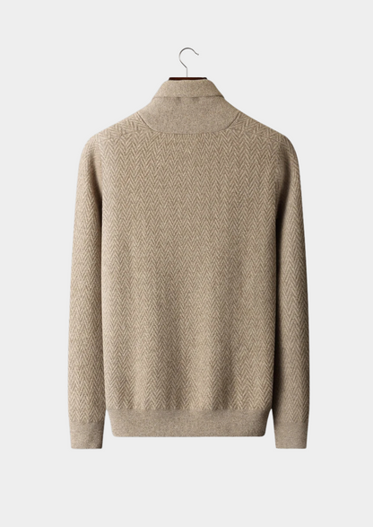 Premium Cashmere Zigzag Button Sweater, view 2
