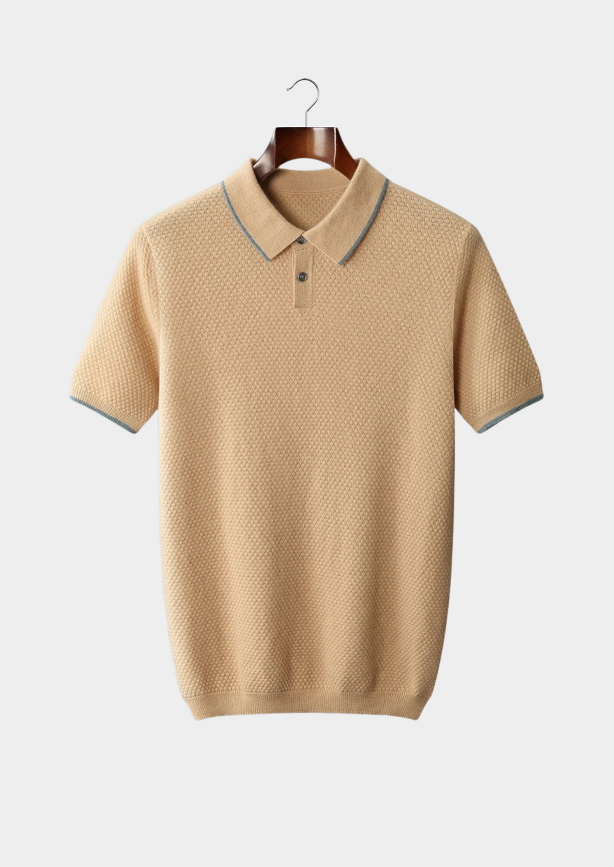 Premium Cashmere Mustard Two-Tone Polo, view 1