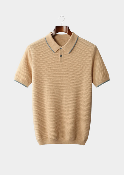 Premium Cashmere Mustard Two-Tone Polo, view 1