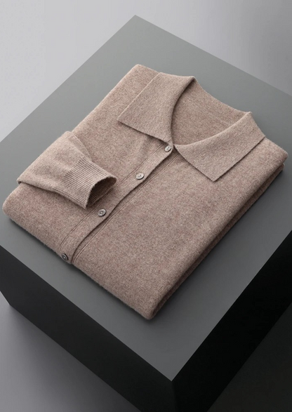Pure Extra-Fine Merino Wool Polo Cardigan, view 13