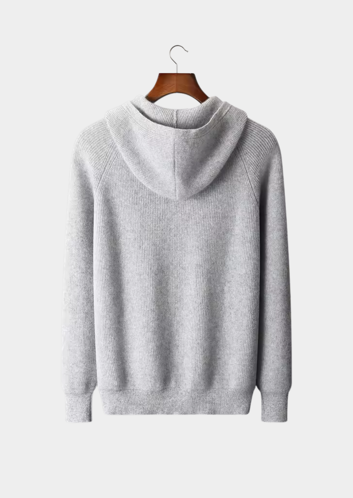 Pure Extra-Fine Merino Wool Ribbed Zip Hoodie, view 2