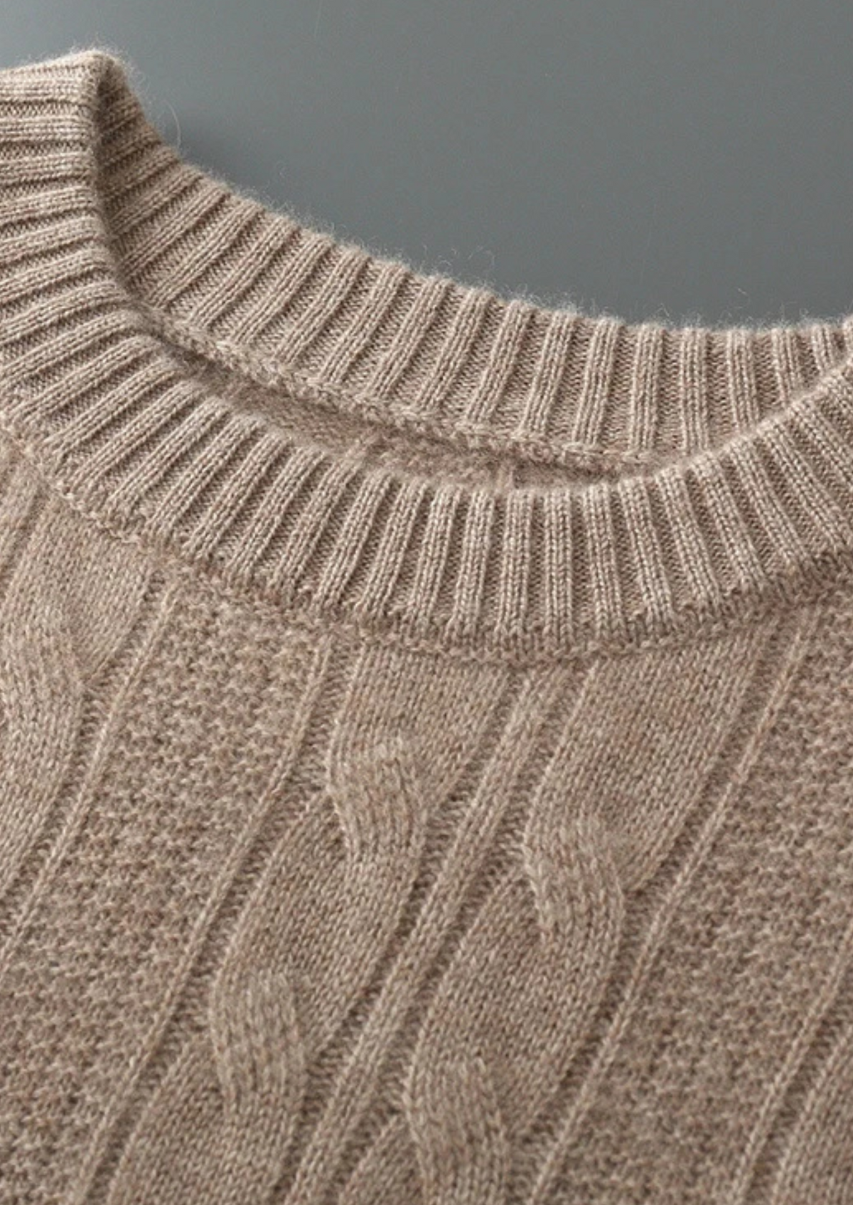 Pure Extra-Fine Merino Wool Cable Crewneck, view 5